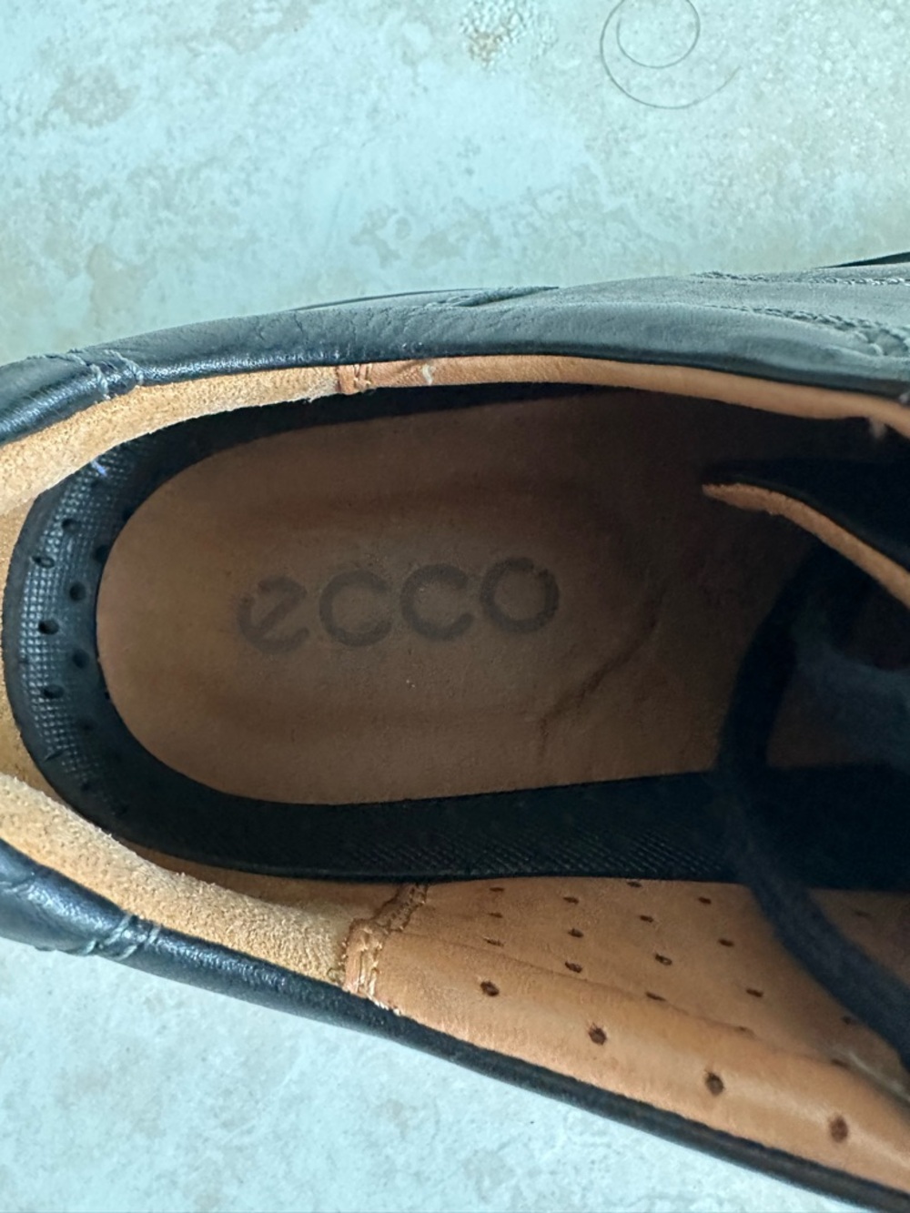 ECCO Mens Black Leather Dress Shoes Casual Oxford US 11 -11.5 Shock Point EU 45 - Picture 7 of 8